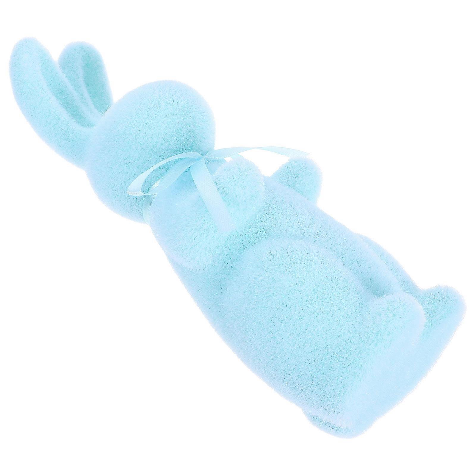 Sky-blue Easter Bunny Statue with Realistic Design for DIY Use and Lawn Decoration 1 Piece