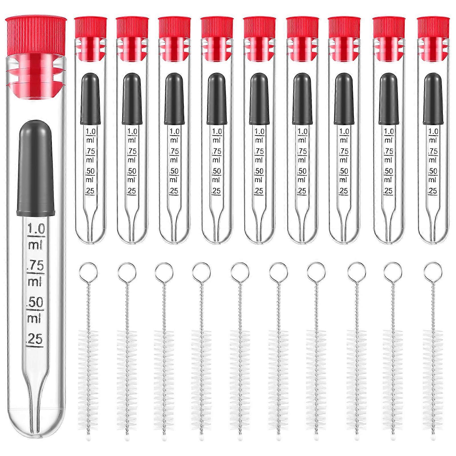 Powder Measurement Glass Droppers With Cleaning Test Tubes For Laboratory Work Multi Colored 1 Set