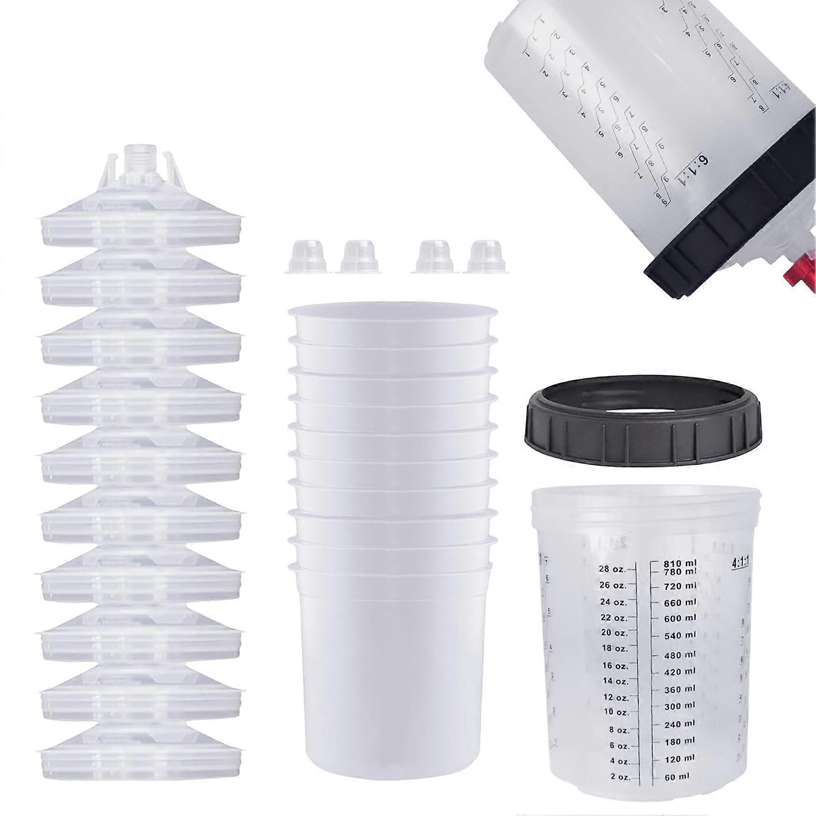 Paint Cup With Clear Scale 810ml For Car Paint Sprayer Reusable Cup Set And Disposable Cups For Precise Mixing