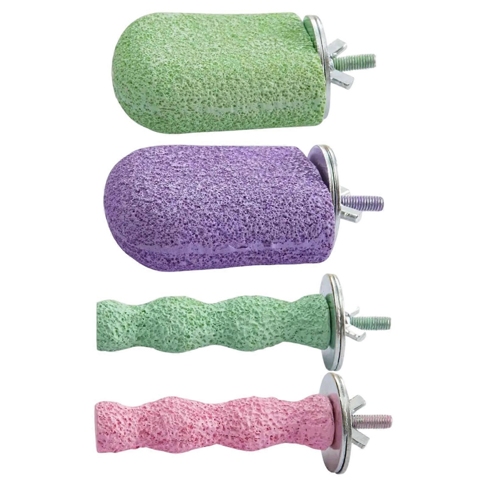 Pet Bird Chewing Perch Set 4PCS Textured Resin Stands For Parakeets Claw Nail Conditioning Multicolor