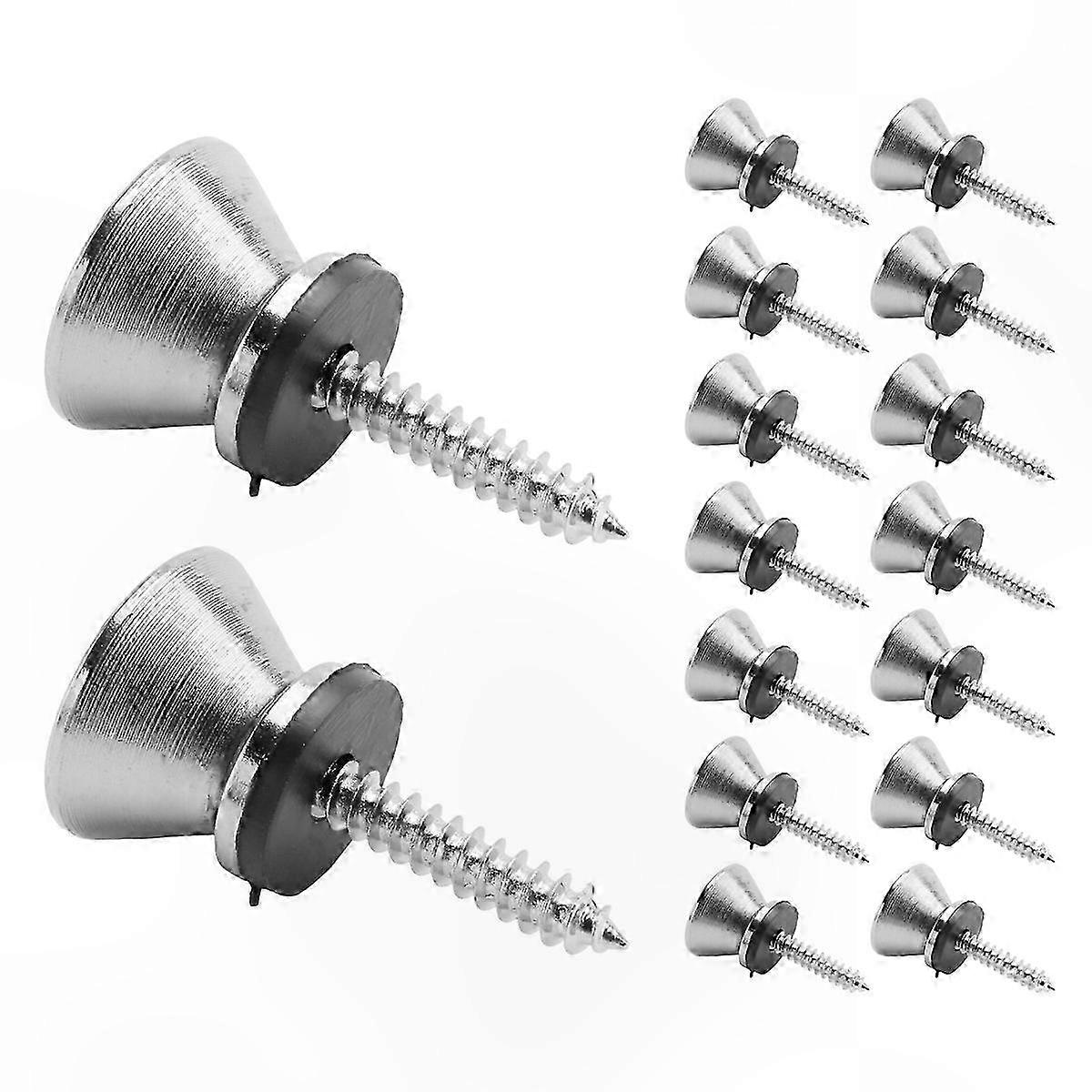 16Pcs Chrome Metal End Pin Strap Buttons with Cushioned Screws for Guitar and Bass Instruments