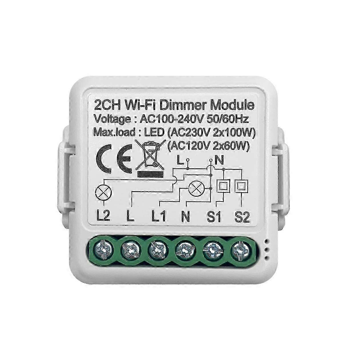 Tuya WLAN Smart Dimmer Switch Module 10A Suport 2 Way Control Gang Compatibil pentru Google Home Al