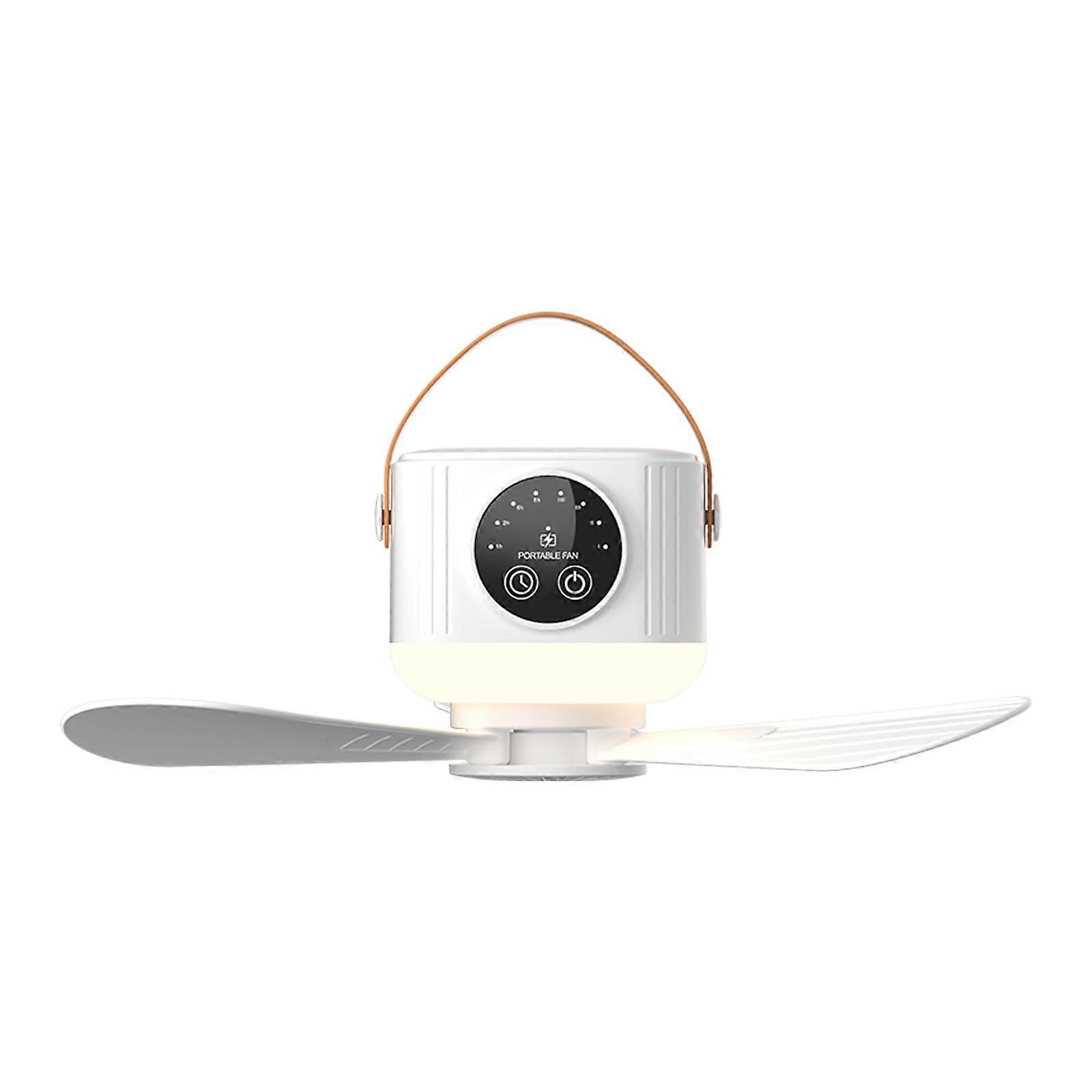 Portable Quiet Ceiling Fan Lamp With Remote And Timers Hanging Fan White 7200mah