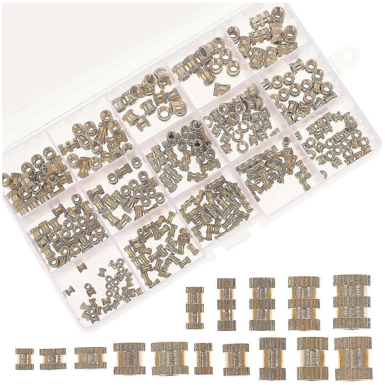Threaded Inserts Assortment Heat Set Insert Knurled Nut For Electronics Copper 330Pcs