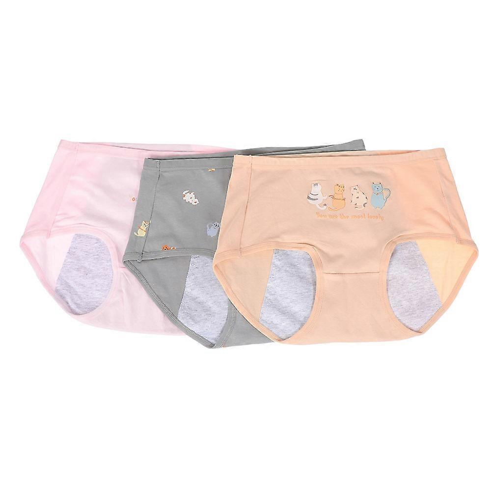 Menstrual Period Underpants Cotton Underwear Shape Women Menstrual Period Assorted Color Leakage-Proof 3Set