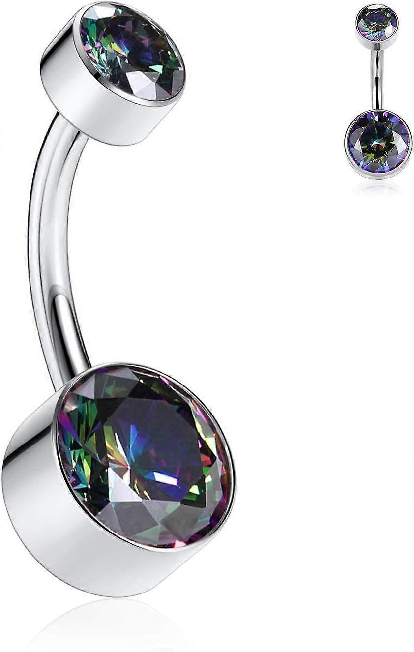 Titanium Belly Button Ring 14G Belly Button Ring Double CZ Belly Button Ring