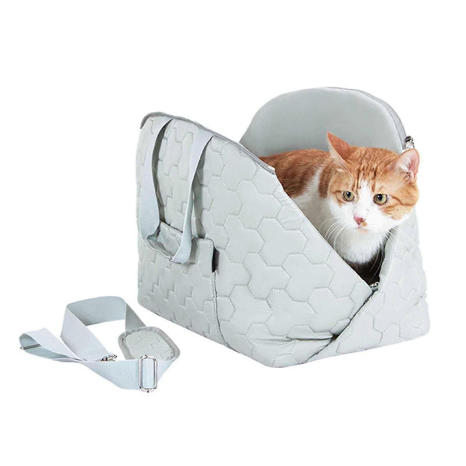 Cat Tote Bag Carrier, Small Dog Carrier With Pockets, Removable Pet Mat, For Cats And Dogs, Green Three-Leaf Pattern