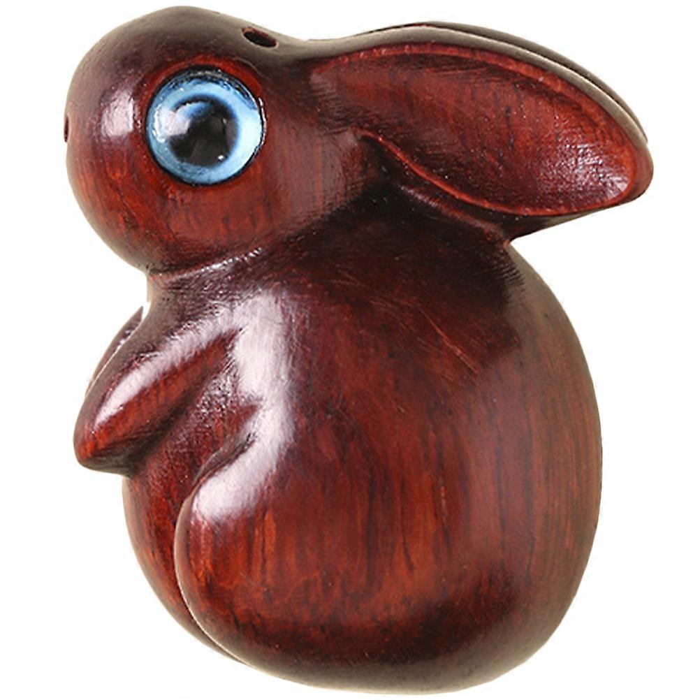 Zodiac Wood Rabbit Charm Keychain Dark Red Sandalwood Accessory 1Set