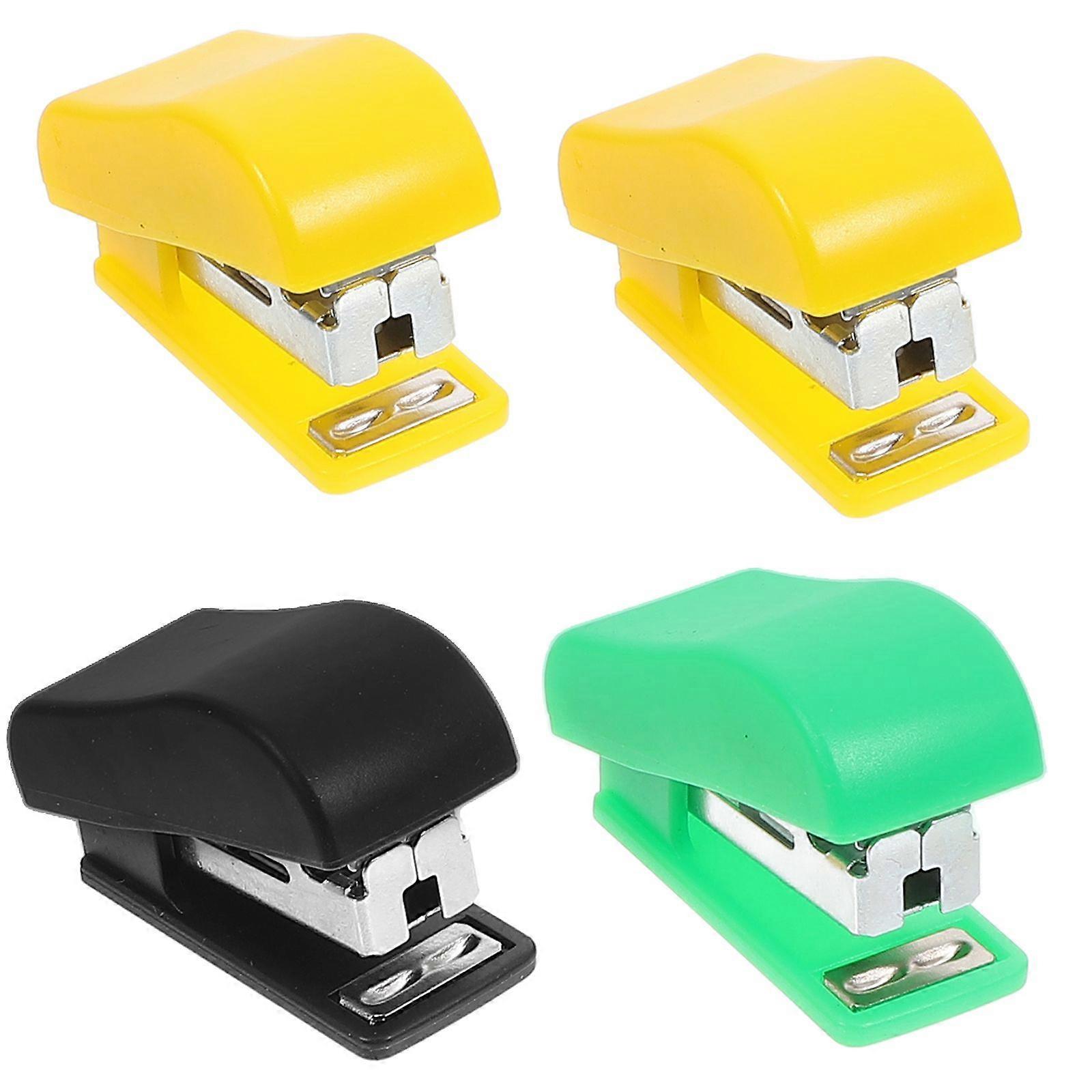 4pcs Cartoon Mini Desktop Stapler Hand Stapler Office Home Stapler (Random Color)