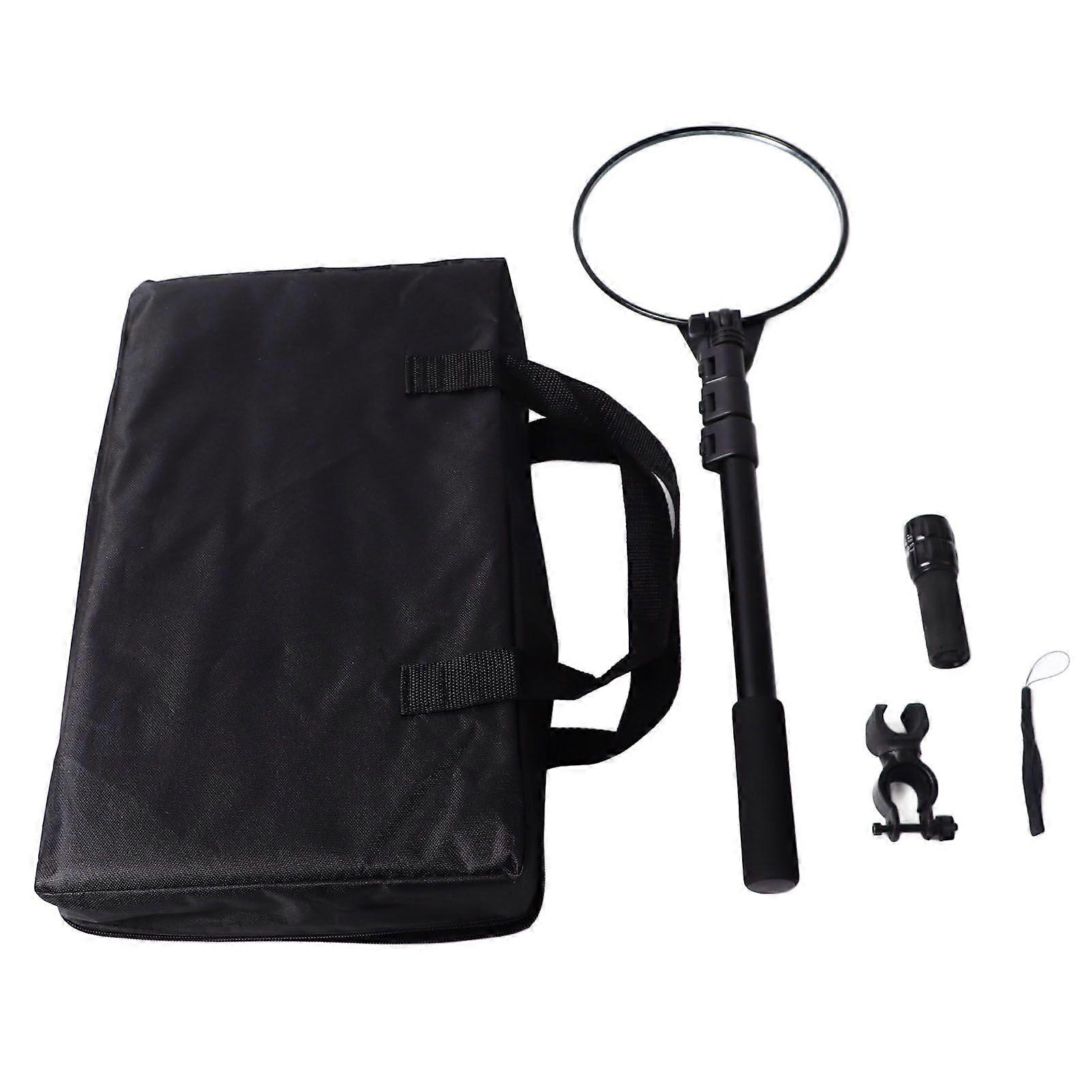 Telescoping Inspection Mirror 20cm 360 Viewing Wide Angle Long Mechanic Mirror Tool with Light for Parking Lot