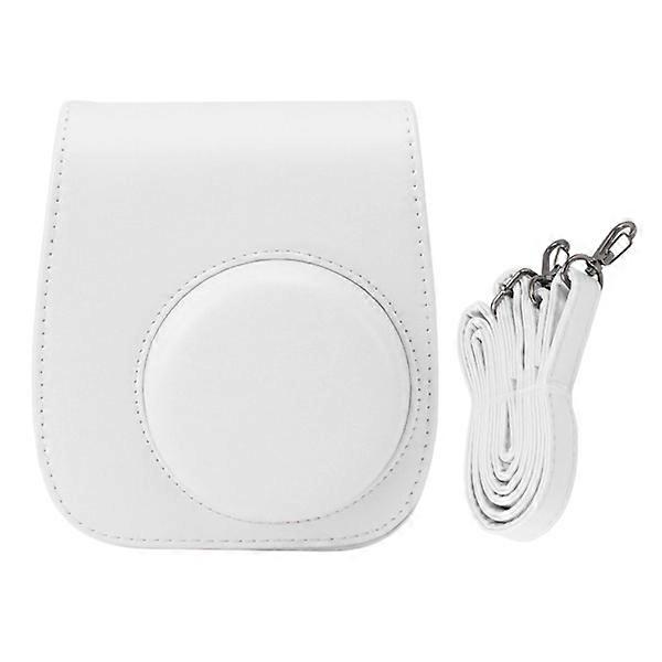 Instant Camera Bag PU Leather Instant Camera Bag Adjustable Strap Instant Camera Bag for Travel Camping White