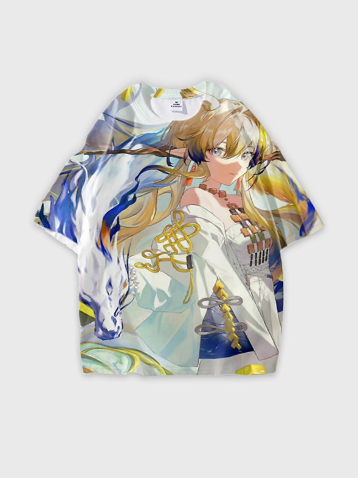 T-Shirt Short Sleeve Round Neck, Summer Casual Loose Graphic Tee, Unisex Pattern U2834