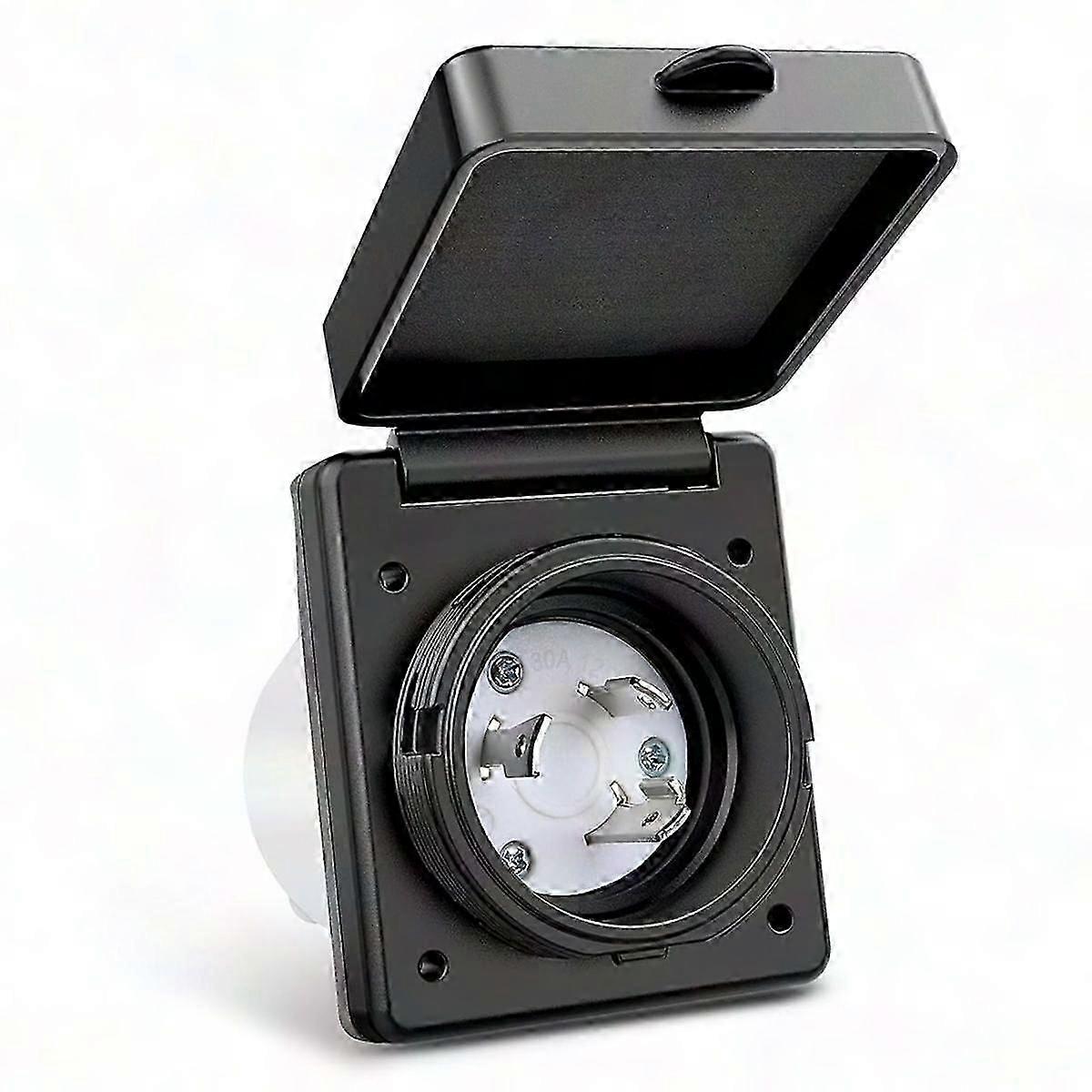 30 AMP RV Shore Power Inlet 125V Twist Lock Receptacle NEMA L5-30P Lockable Flanged Male Plug Inlet Box for Campers