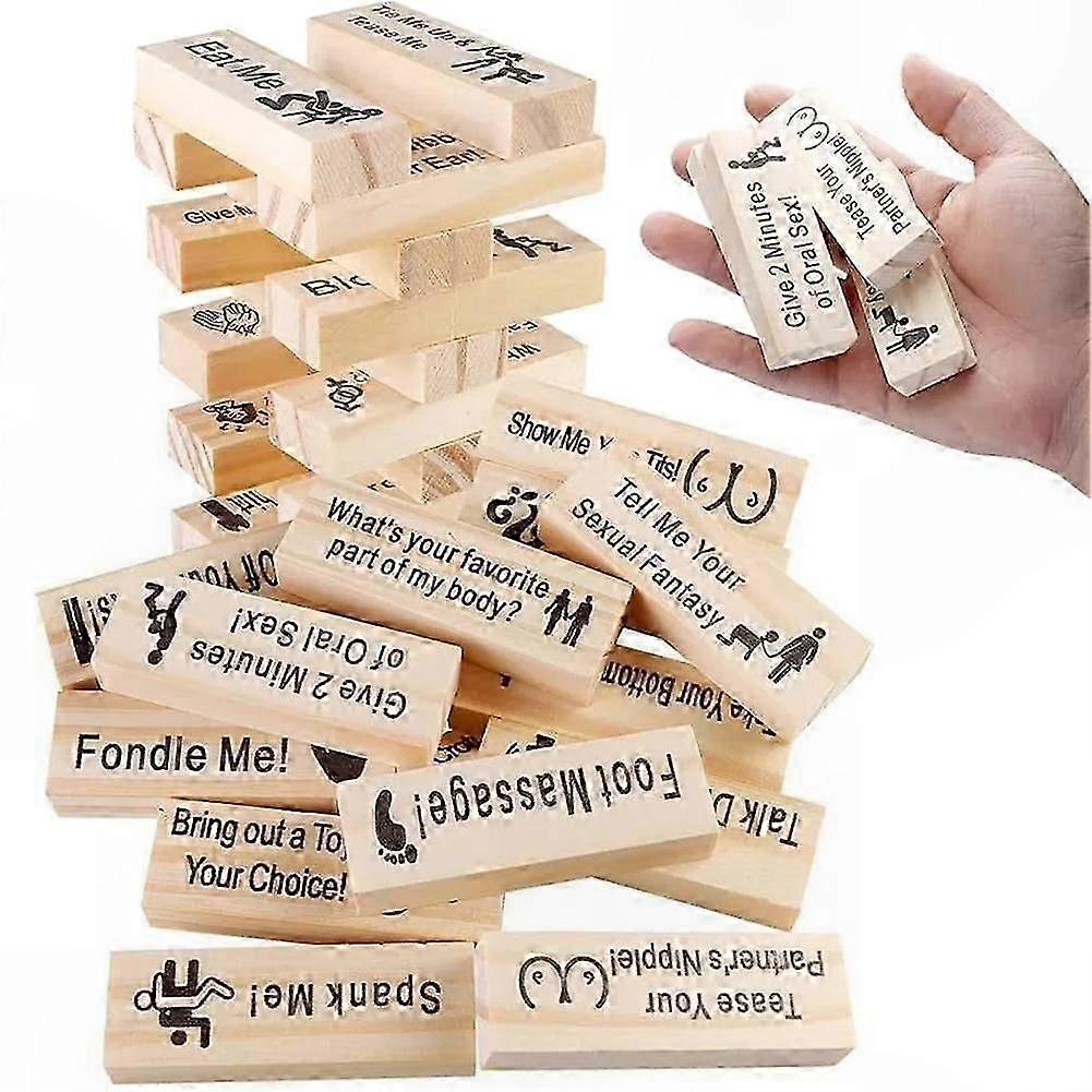 Stacking Block Game for Couples Night - Wooden Tumbling Tower with Naughty Twist