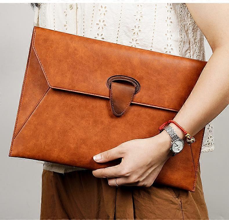 Leather A4 Document Holder Waterproof Business File Organizer, Fits 100 Sheets