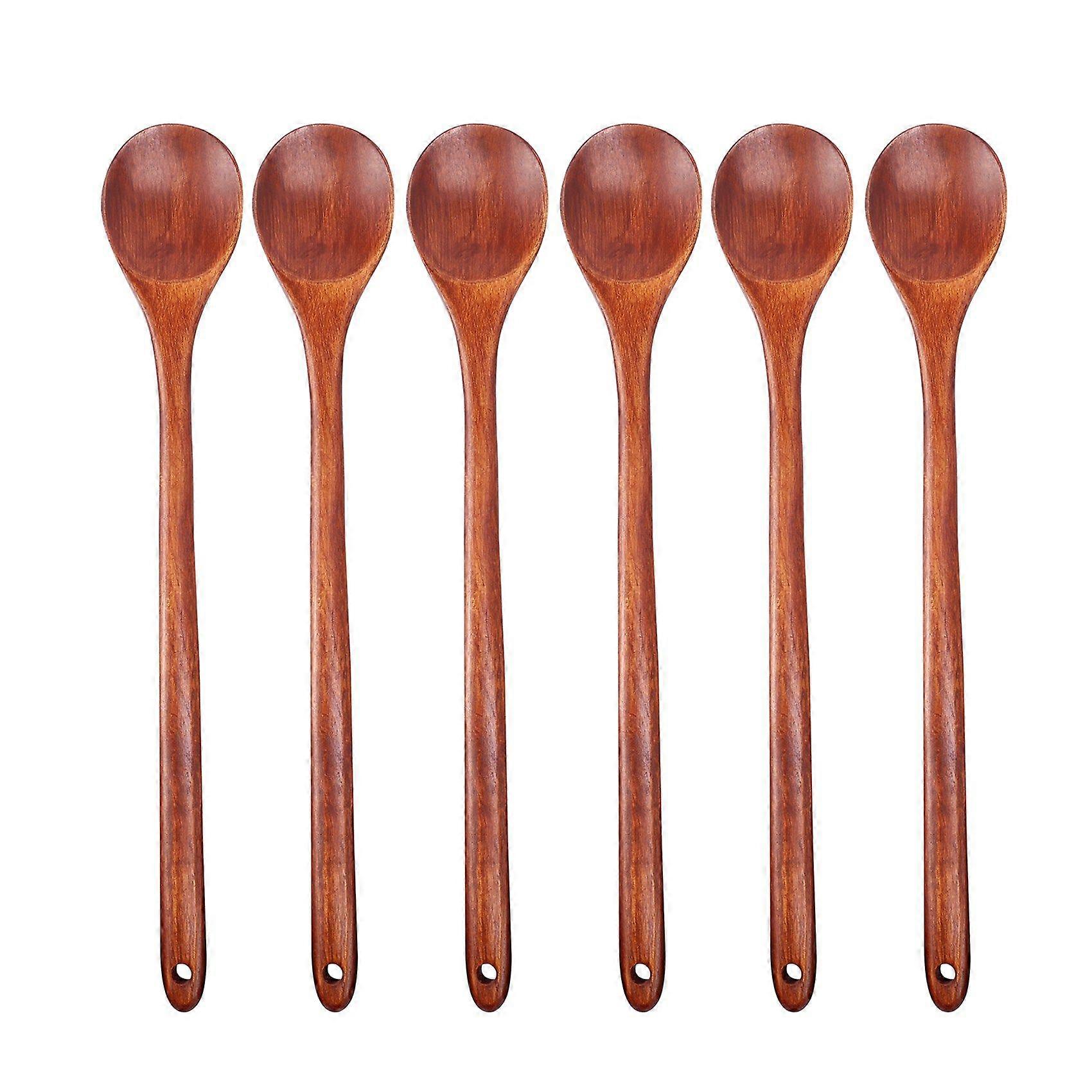 Wood Spoons for Cooking Set, 13 inch Long Handle Wooden Mixing Spoons for Stirring Baking Serving
