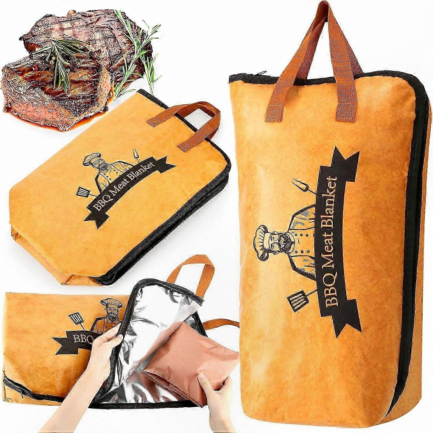 Reusable Insulated Blanket for Resting Meat, BBQ Accessory with Wide Opening for Brisket and Pork Loins