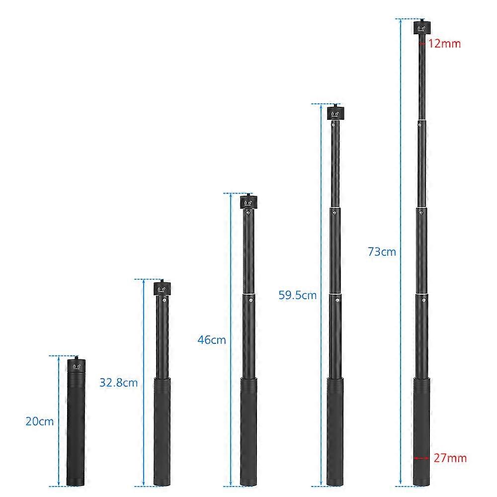5-Section Adjustable Extension Pole 20-73cm Black Aluminum