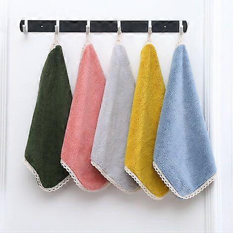 Bathroom and Kitchen with Hanging Loop Round Charcoal Fiber Hand Towels