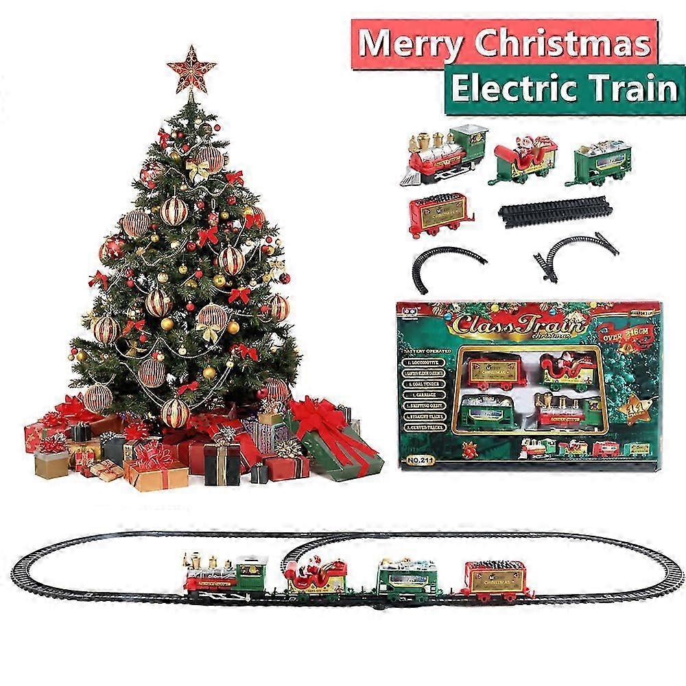 Christmas Train Set Track Musical Sound Lights Around Tree Decorate Santa