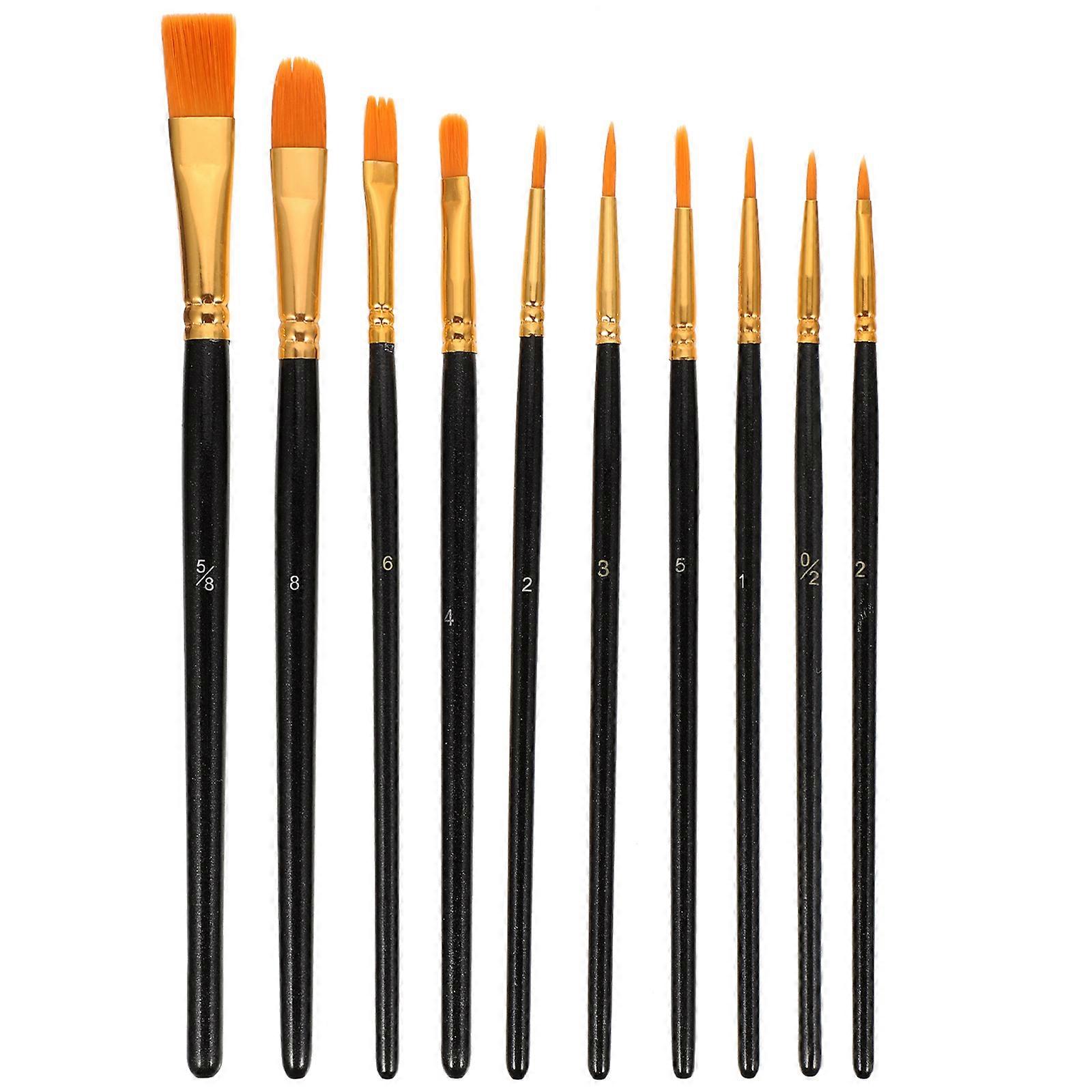 5Sets of Nylon Paintbrushes for Watercolor Painting with Black Brushes