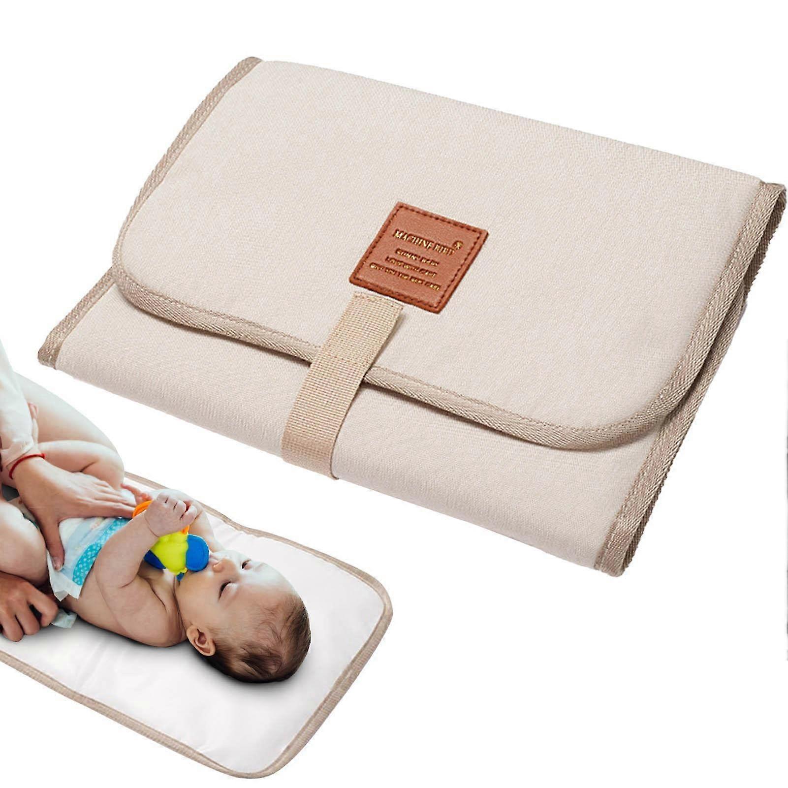 Foldable Travel Changing Mat Portable Baby Mat Waterproof Diaper Pad White With Magic Stickers For Trips