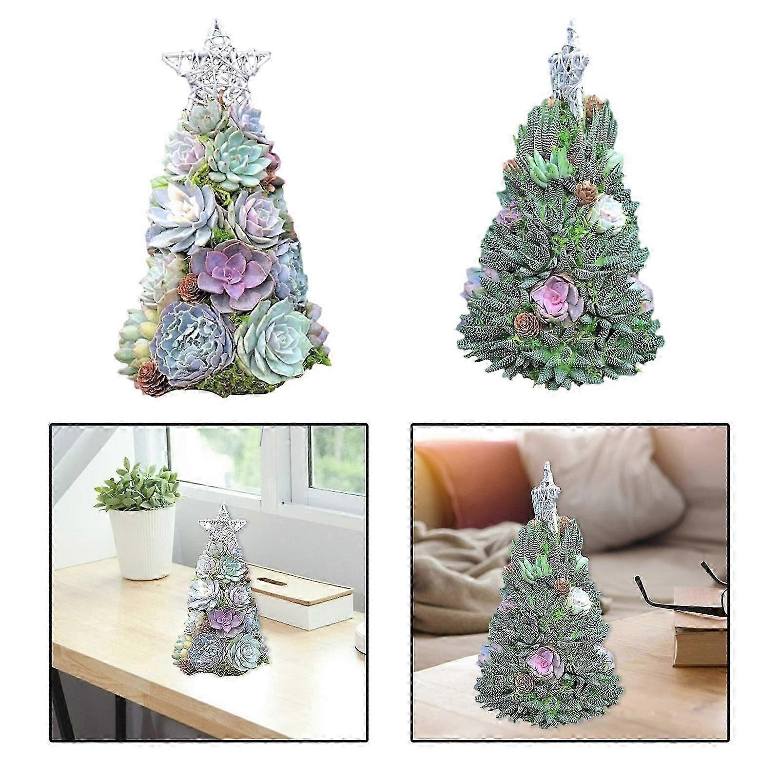 2x Artificial Succulent Christmas Tree Resin Crafts for Xmas Season Decor