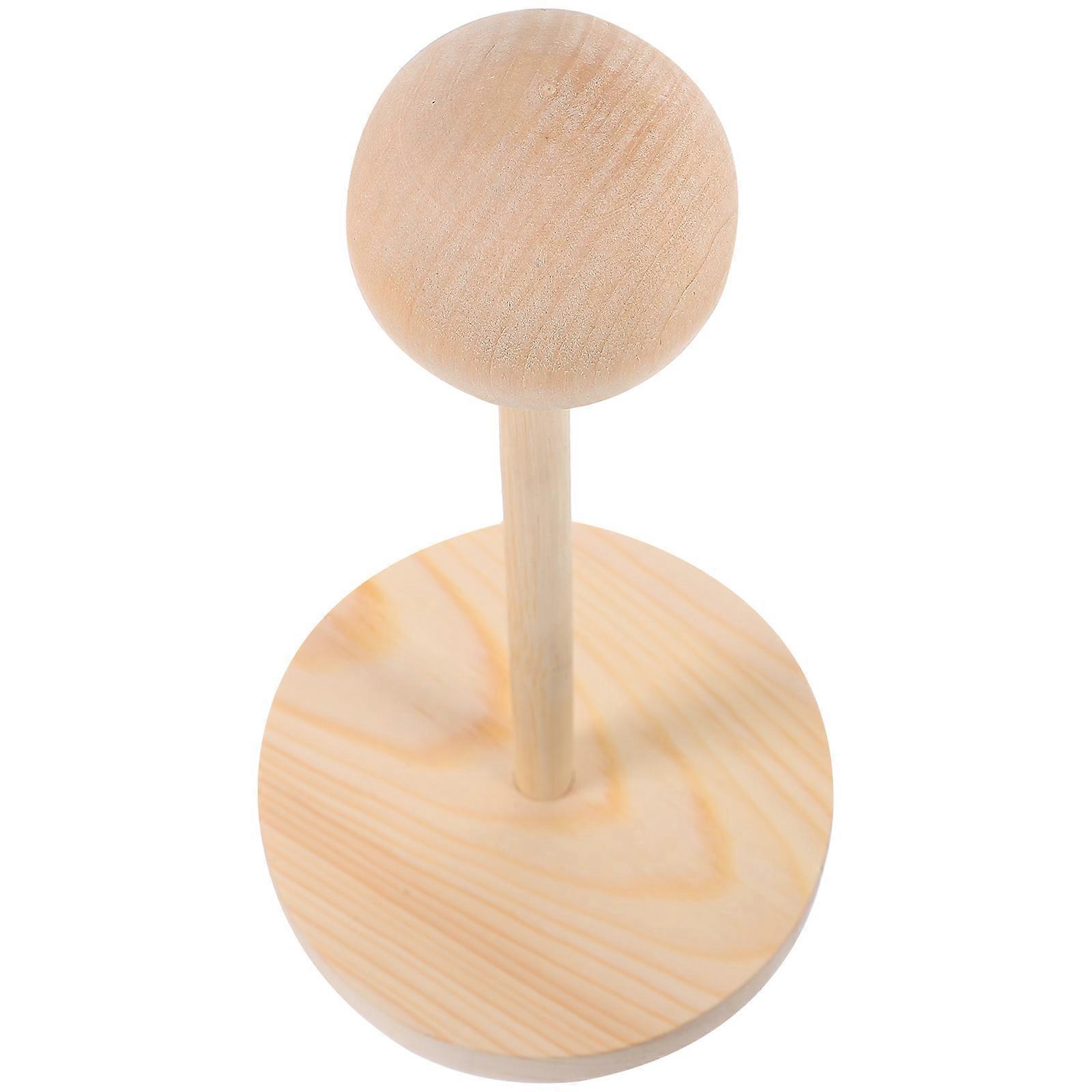 Wooden Wig Holder Portable Dolls Wig Stand for Display 3Pcs