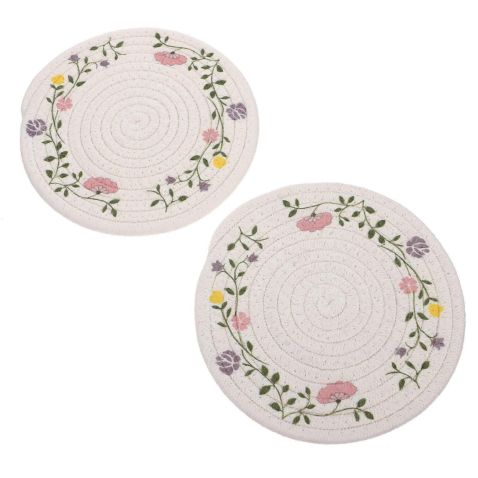 Assorted Color Floral Pattern Placemats Decorative 2Pcs