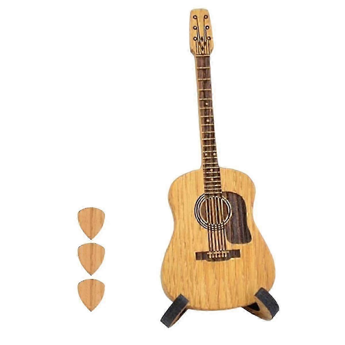 Trä akustisk gitarr plektrumlåda med stativ Bärbar handgjord gitarr plektrum förvaringsbehållare Guit-