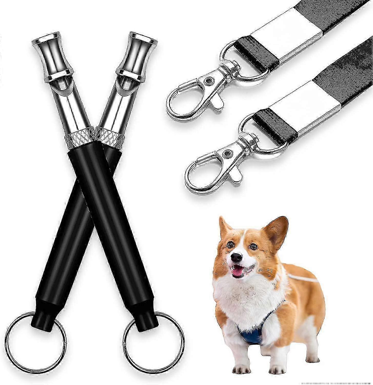 2 Pack Dog Whistle,professional Dog Whistle Stop Barking For Dogs,recall Training,adjustable Ultrasonic Silent Dog Whistle With Lanyard