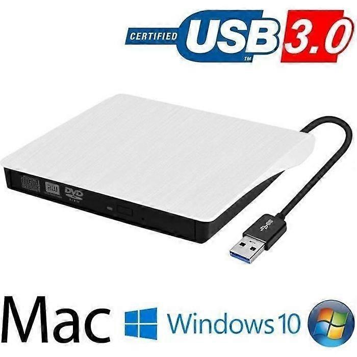 External DVD CD Burner Drive - USB 3.0 - Ultra Slim - Windows 10 Compatible - Black