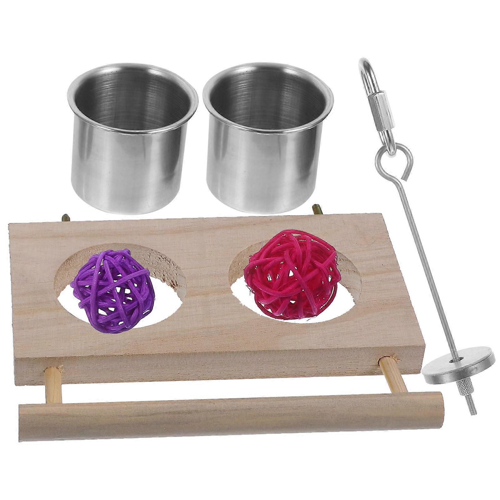 Bird Feeder Parrot Food Container for Cage Mount 5Sets Storage Use