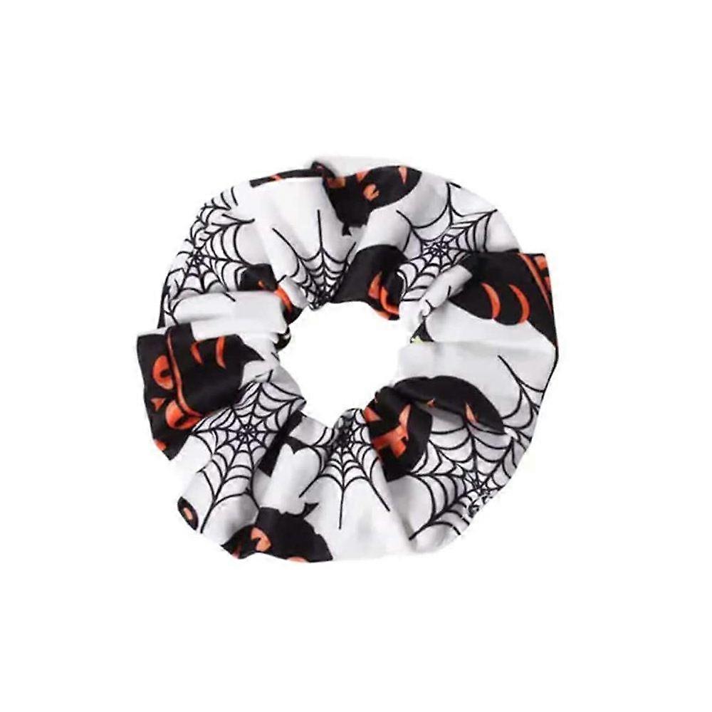 Elastic hair ties with spiderweb, pumpkin, and skull patterns