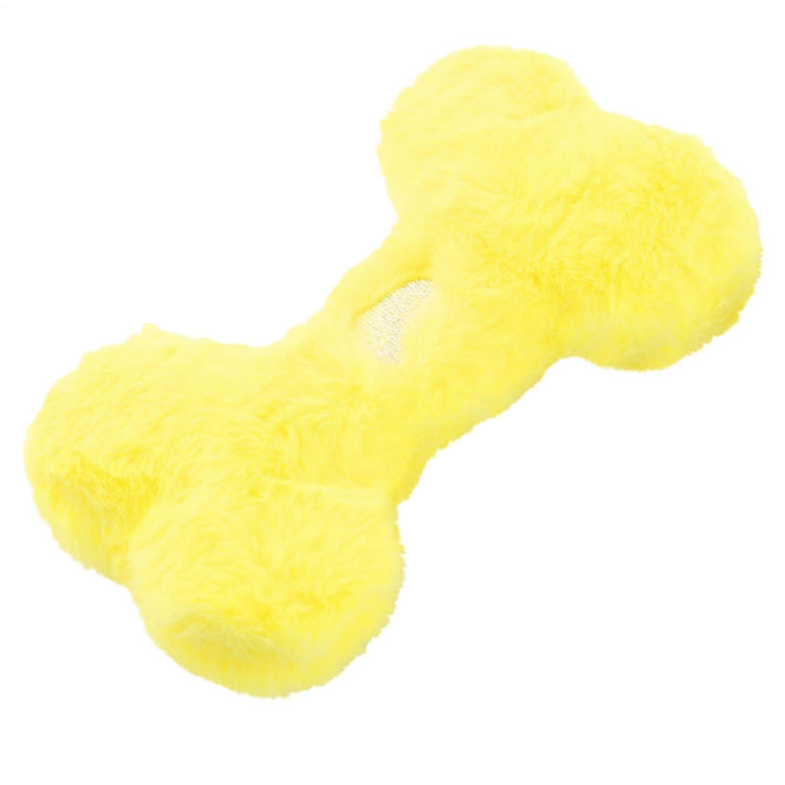 Plush Bone Puppy Toy 18x10cm Squeaky, Washable BoneShape Plush Dog Toy for Small Dogs Yellow