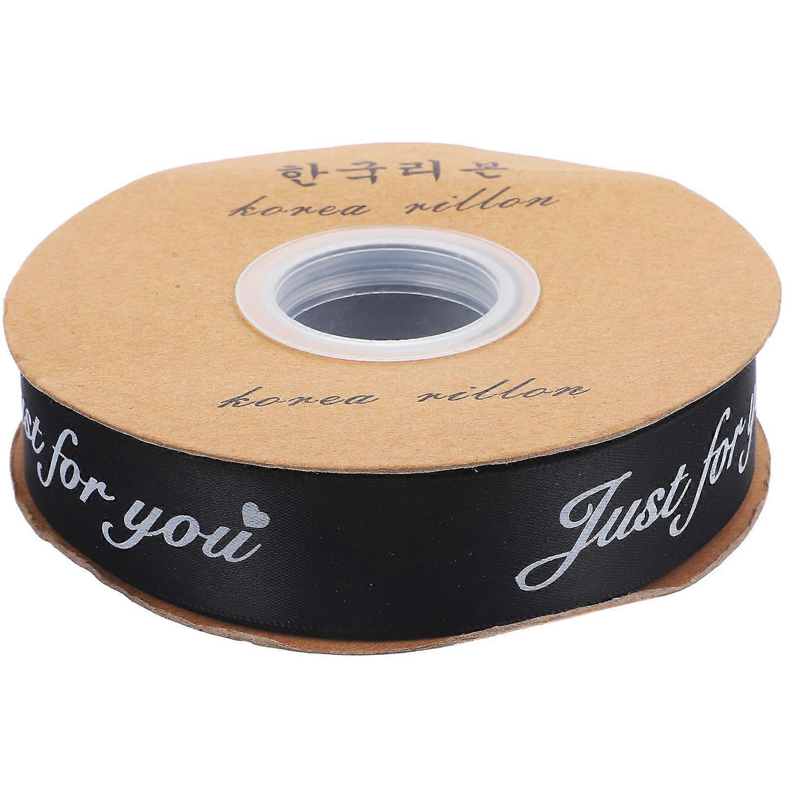 Valentine's Day Gift Packing Ribbon for Crafts Black Polyester 1 Roll