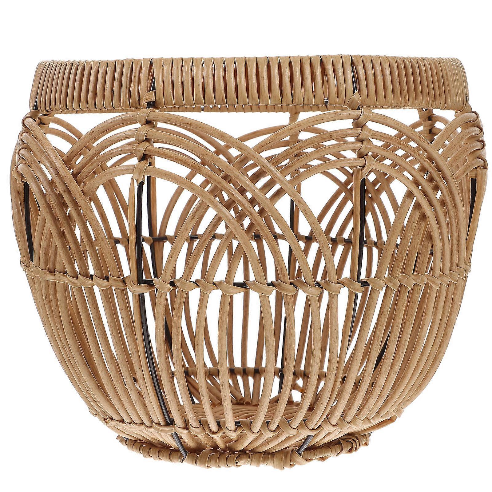 Woven Plastic Storage Basket Household Users Desktop Storage Beige Pp Material for Storage 1Pack