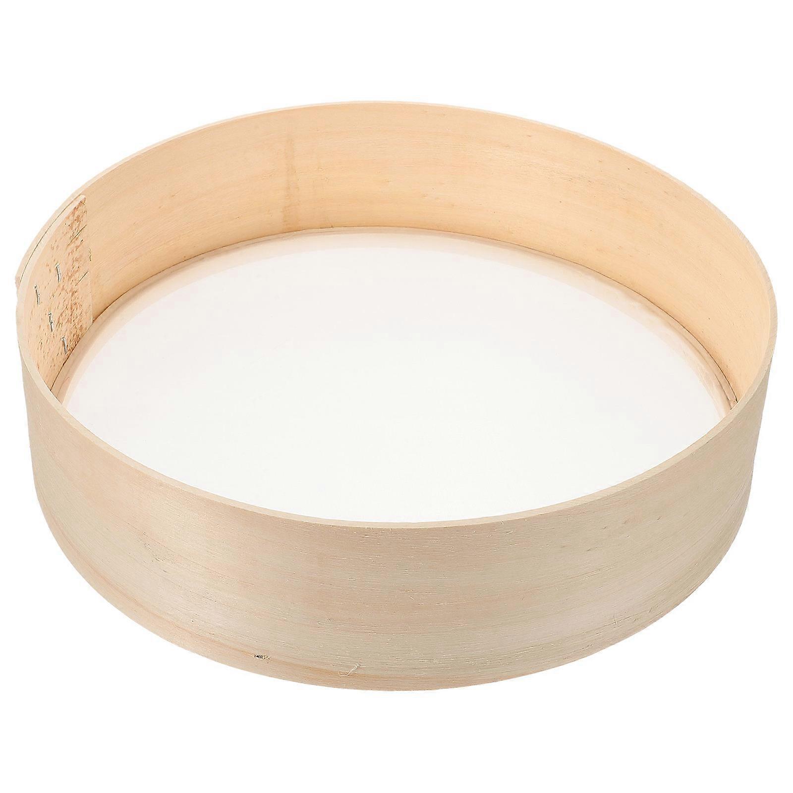 Practical Baking Strainer For Home Users Round Khaki Wood Sifting Cocoa Powder 1Set