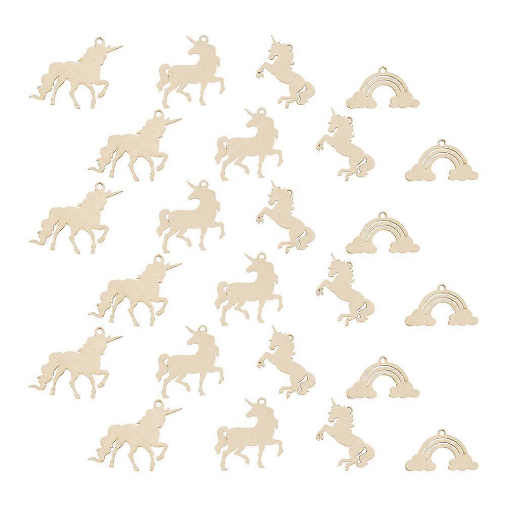 Unfinished Wooden Unicorn Cutouts for DIY Crafting with 5Sets Decor Pieces