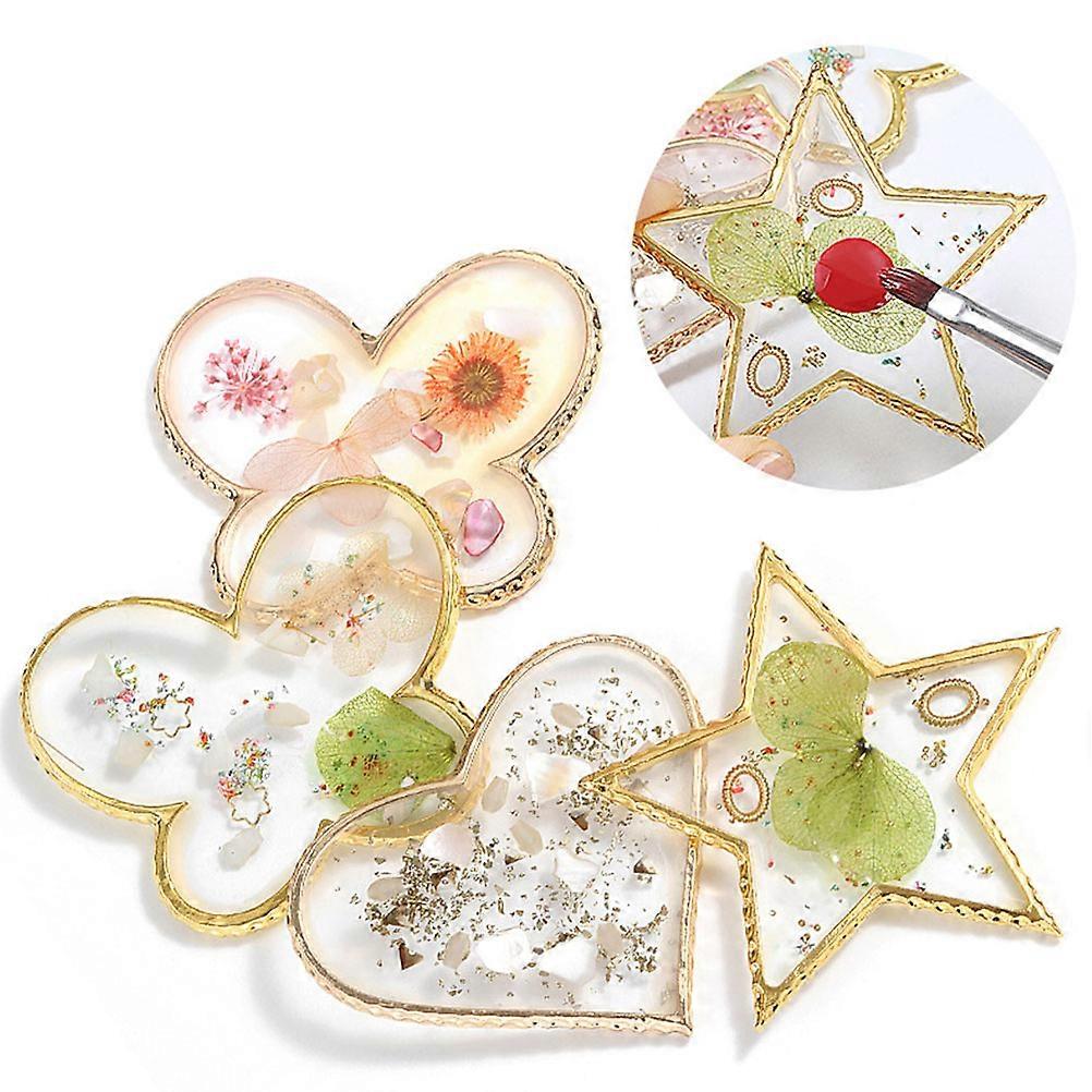 Fake Nail Holder 2Pcs Colored Drawing Display Board Crystal Agate Trays For Home Use And Nail Artists In Beige Featuring Heart And Shell Style