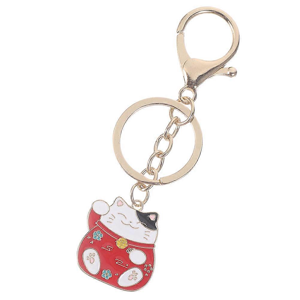 Fortune Cat Keychain Cute Pendant for Decor 4Pcs Red Zinc Alloy Keychain