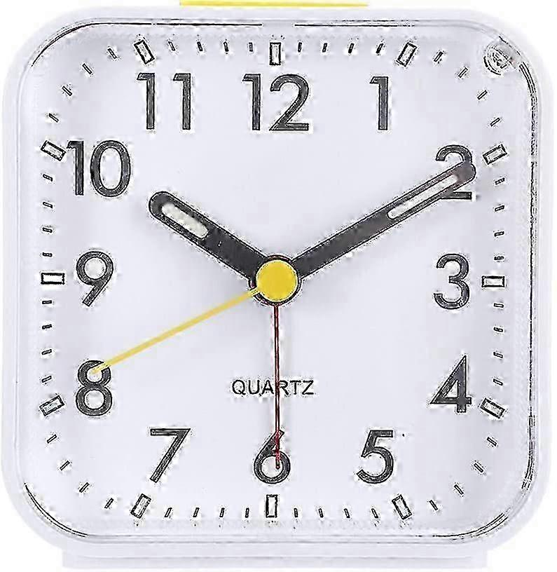 Silent Analog Alarm Clock, Non-Ticking Gentle Wake Beep Sounds, White