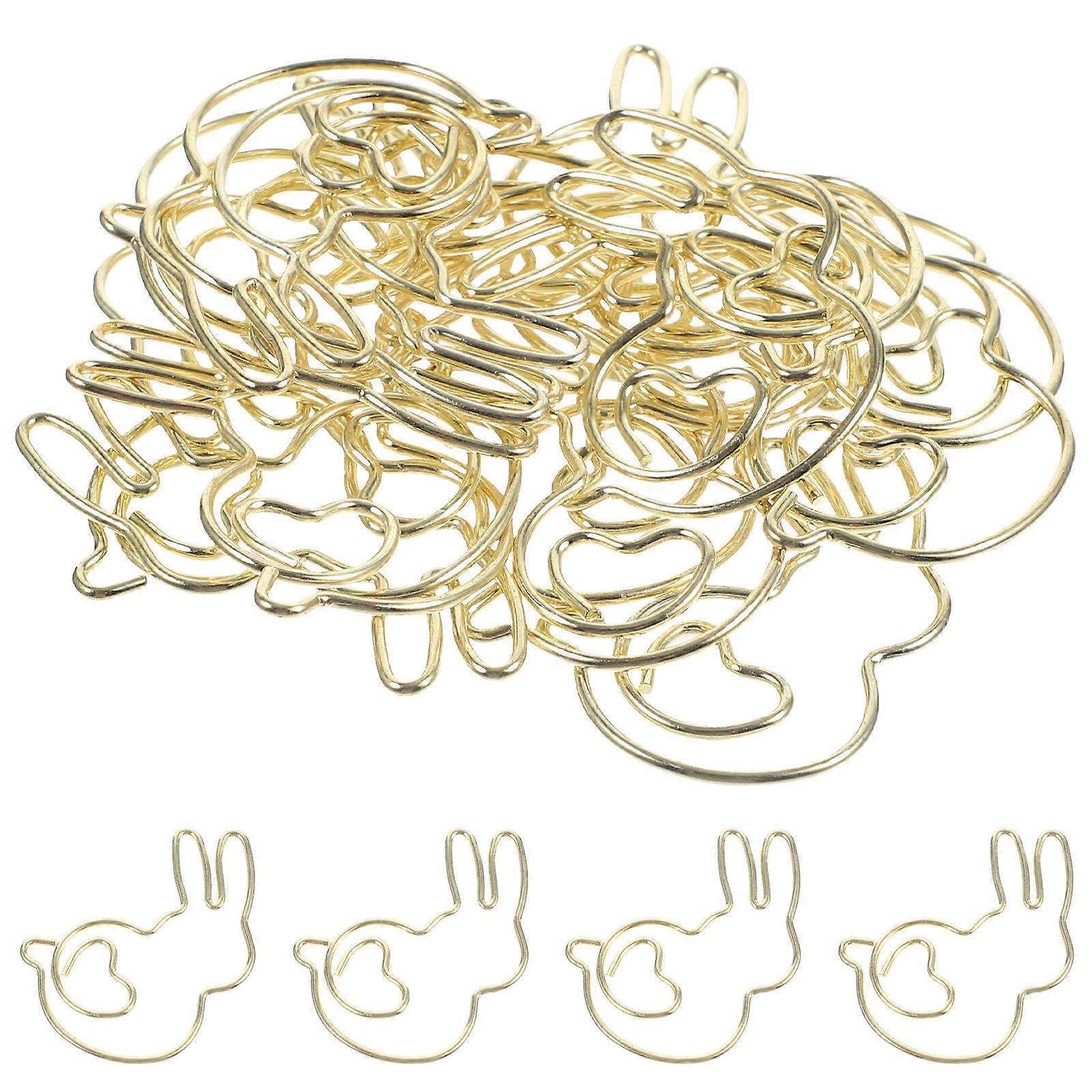 80 Pcs Golden Rabbit Shaped Paper Clips Perfect For Organizing Documents At Office Convenient Photo Display Sturdy Design