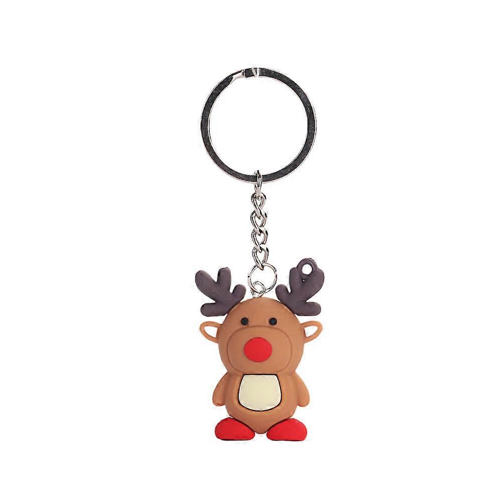 Christmas Deer Keychain Reindeer Key Ring for Decoration 3Pcs Brown Pcv