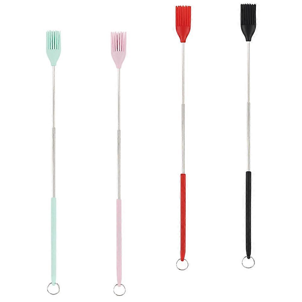 Cooking Basting Brush 4Pcs Ergonomic Handle For Barbecue Baking With Assorted Color Heat Resistant Features