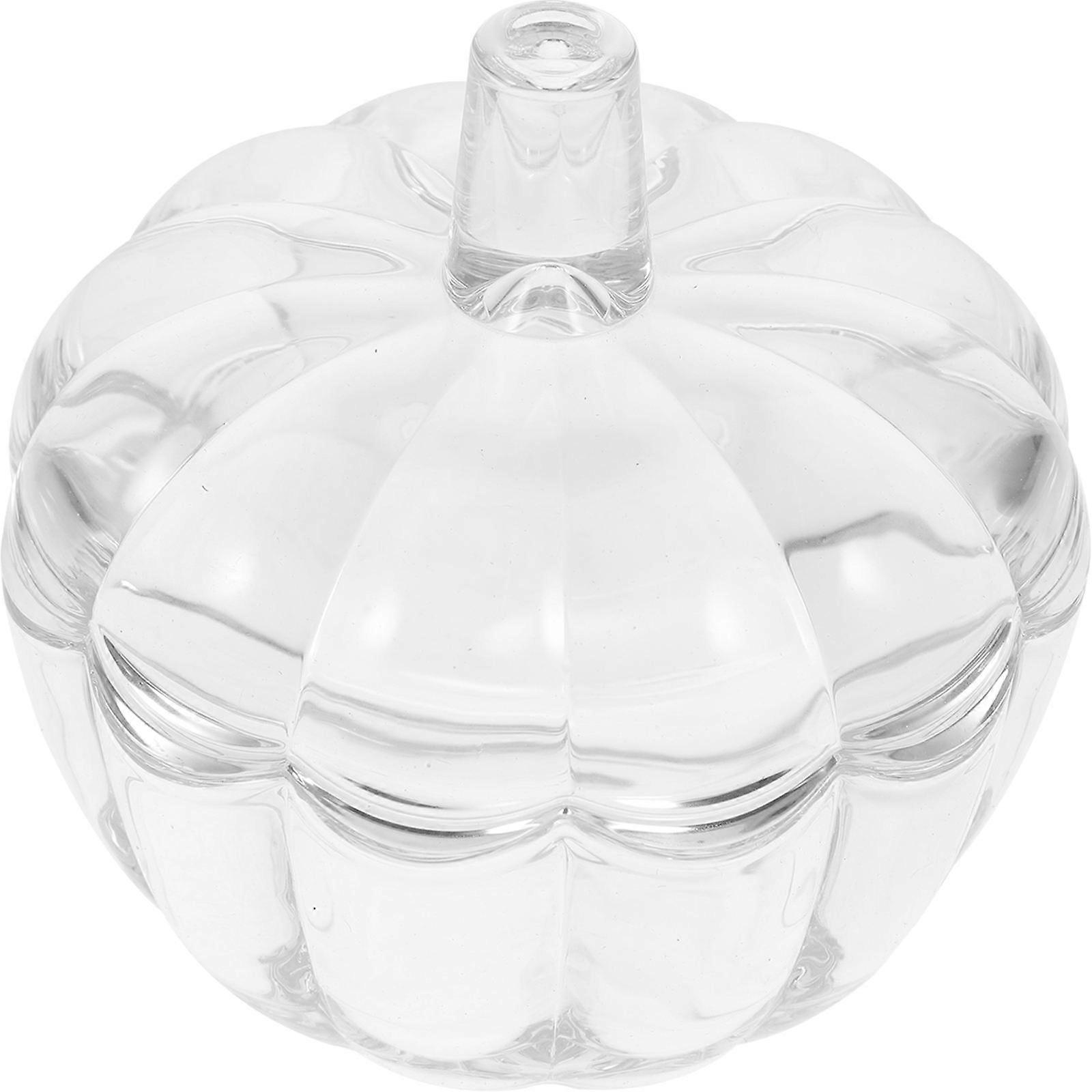 Candy Storage Glass Jar Pumpkin Shape with Lid 5Pcs Transparent