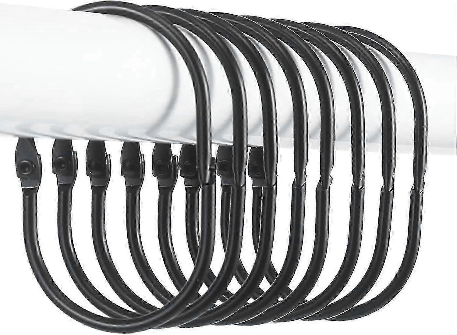 24pcs Rust Proof Shower Curtain Rings Black