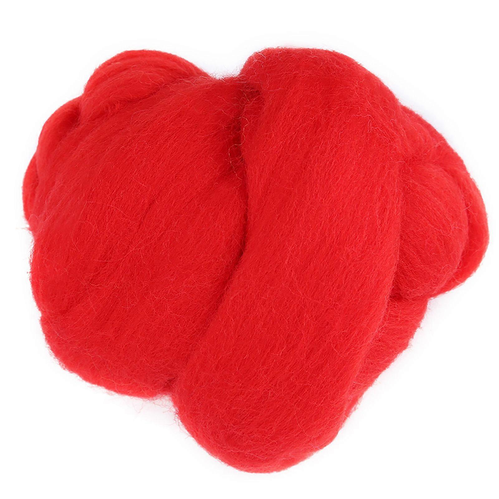 55g Colored Needle Felting Wool Roving SpinningSewing Trimming Handiwork Material (Red)
