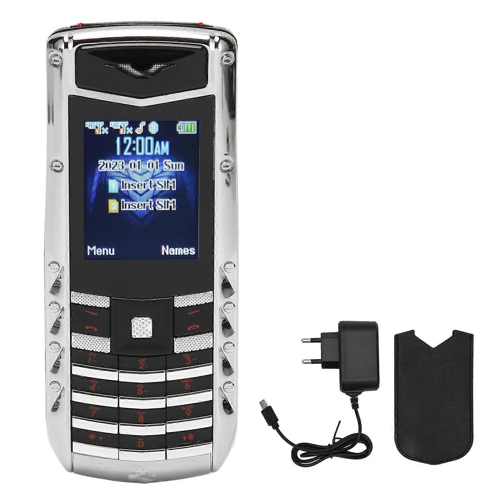 V5 Pro 2G Unlocked Cell Phone Big Button High Volume Cell Phone for Seniors 1600mAh Battery Dual Card 100240V Silver EU Plug