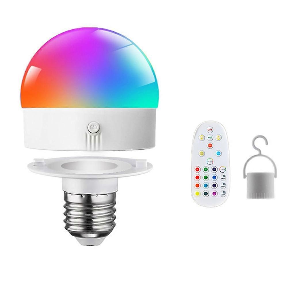 Dimmable RGB 3-Color E27 Bulb USB Charging Remote Control Timing Removable Magnetic Bedside Table La